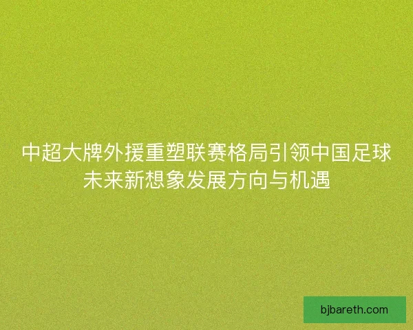 中超大牌外援重塑联赛格局引领中国足球未来新想象发展方向与机遇