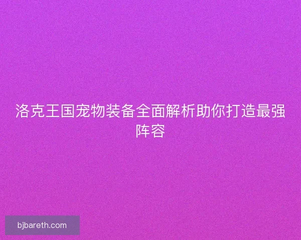 洛克王国宠物装备全面解析助你打造最强阵容